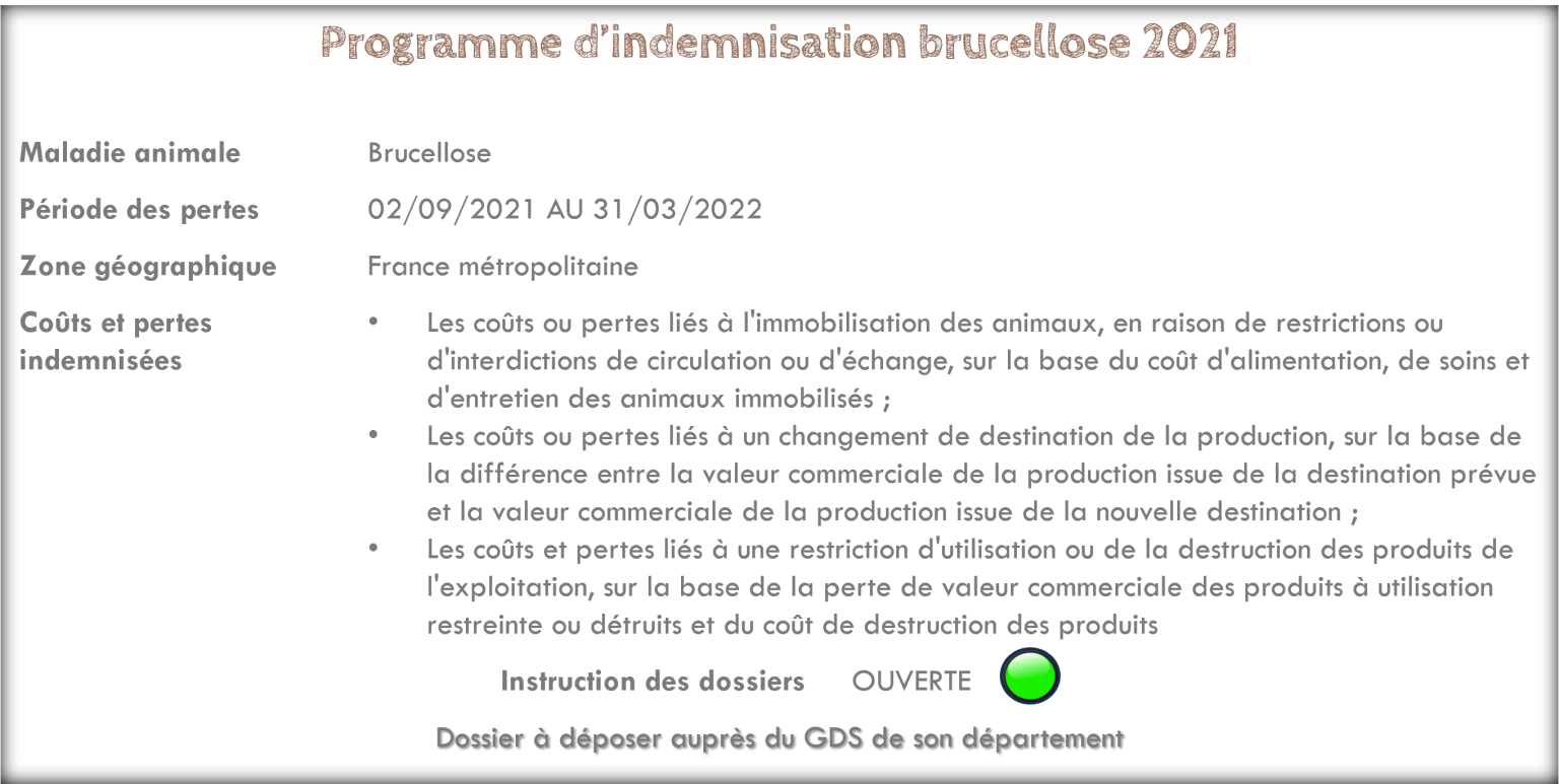 Programme d'indemnisation brucellose 2021 FMSE