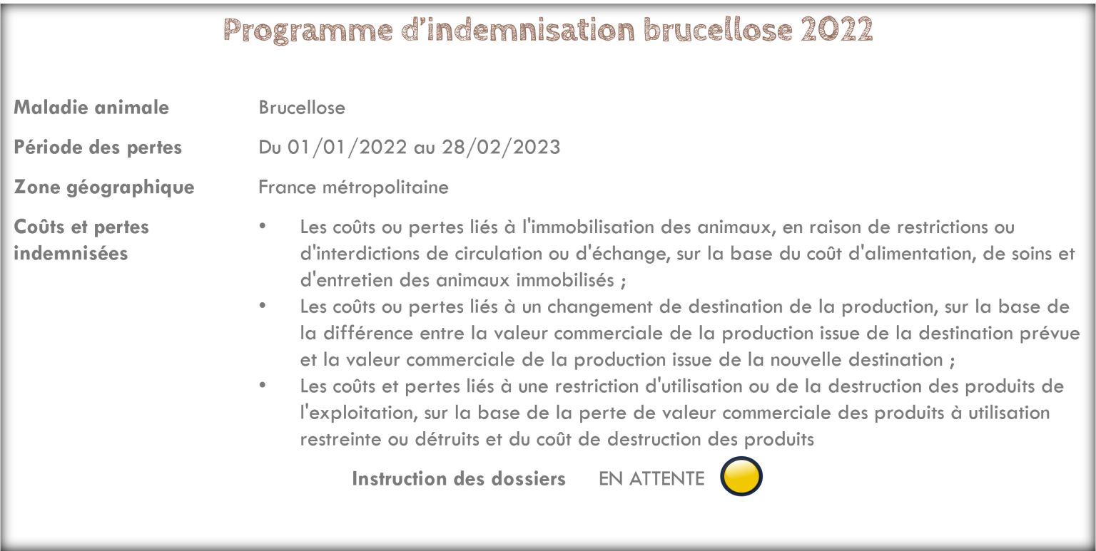 Programme d'indemnisation brucellose 2022 FMSE