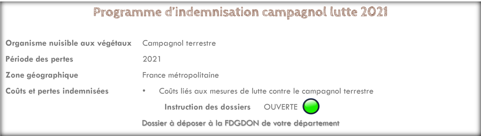 Programme d'indemnisation campagnol lutte 2021 FMSE