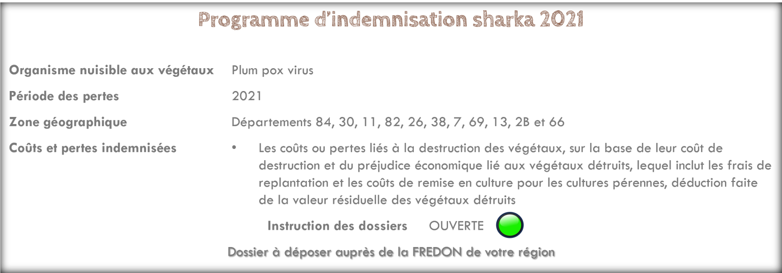 Programme d'indemnisation sharka 2021 FMSE