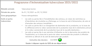 Programme d'indemnisation tuberculose bovine 2021 2022 FMSE